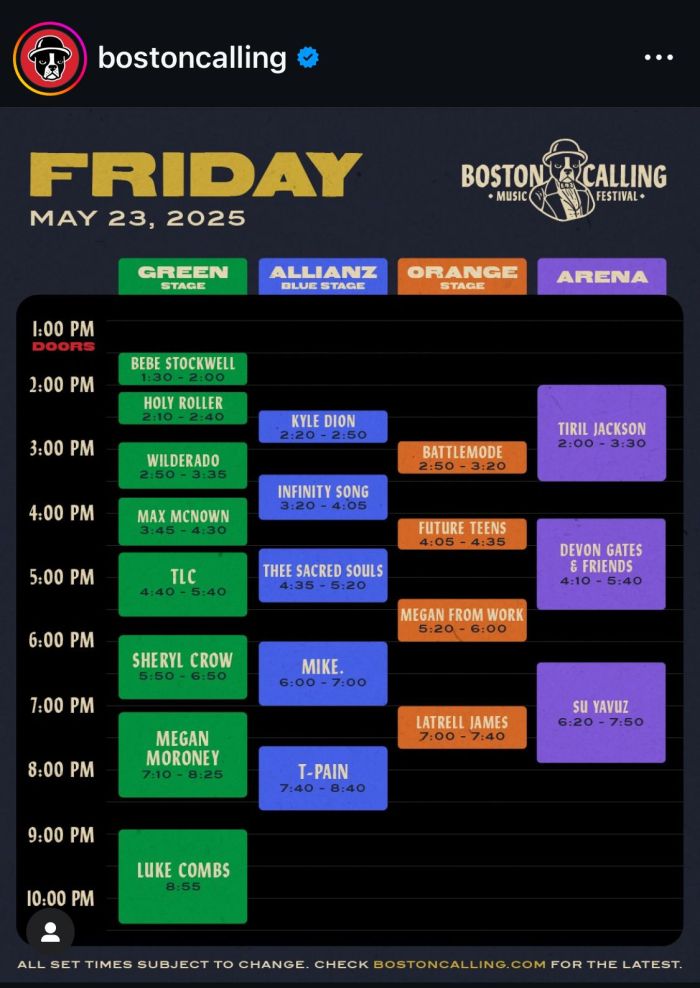 Boston Calling 2025 Friday Schedule performer Lineup
