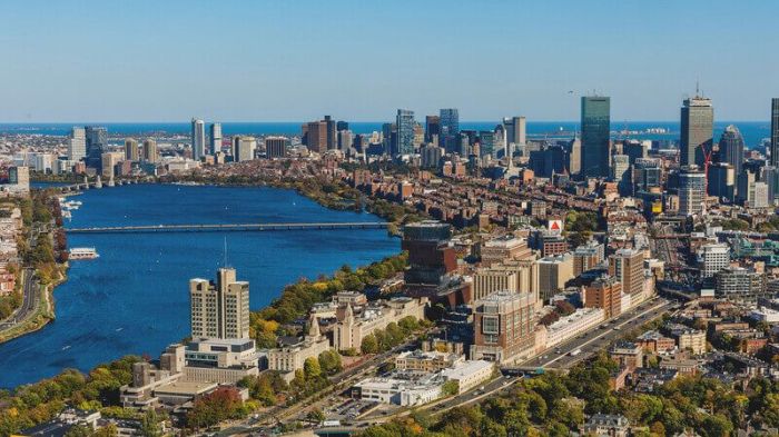 Walkable Boston aerial view